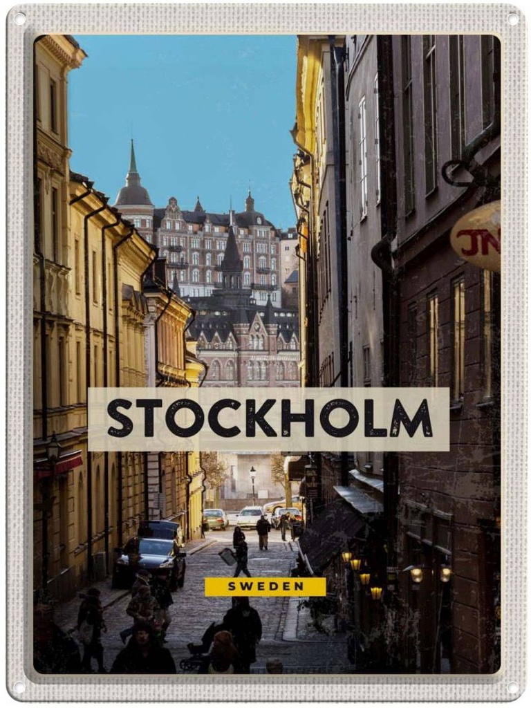 Blechschild 40x30 cm Stockholm Schweden Altstadt Reise Bildmotiv Reisemotiv Abenteuer Reisen Europa Urlaub