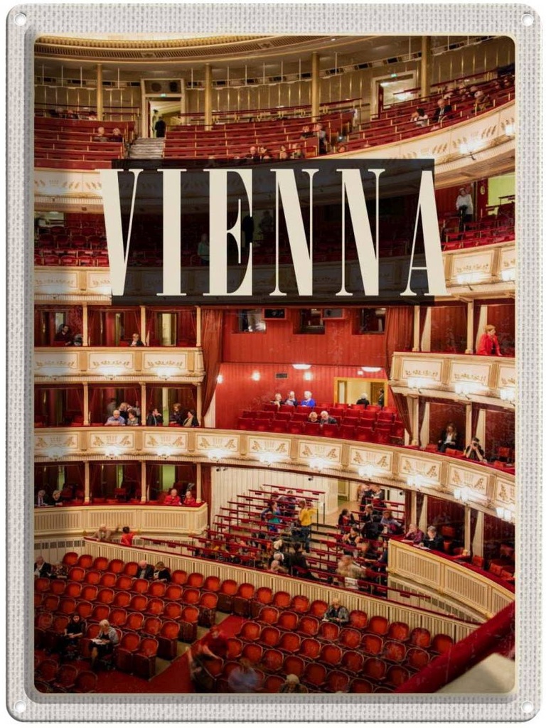 Blechschild 40x30 cm Wien Österreich Urlaub Opera Theater Reise Bildmotiv Reisemotiv Abenteuer Reisen Europa