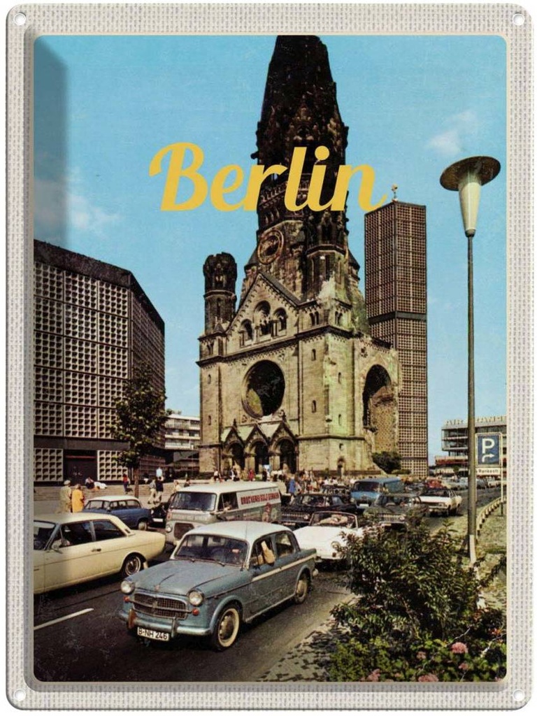 Blechschild 40x30 cm Berlin Deutschland Antik Gemälde Reise Bildmotiv Reisemotiv Abenteuer Reisen Urlaub