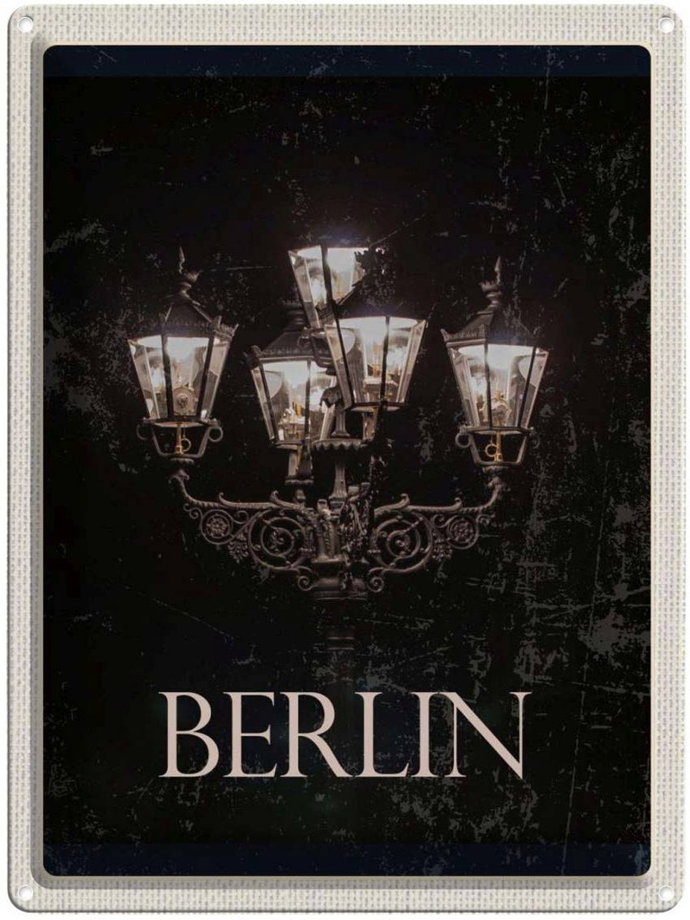 Blechschild 40x30 cm Berlin Deutschland schwarz weiß Bildmotiv Reisemotiv Abenteuer Reisen Urlaub