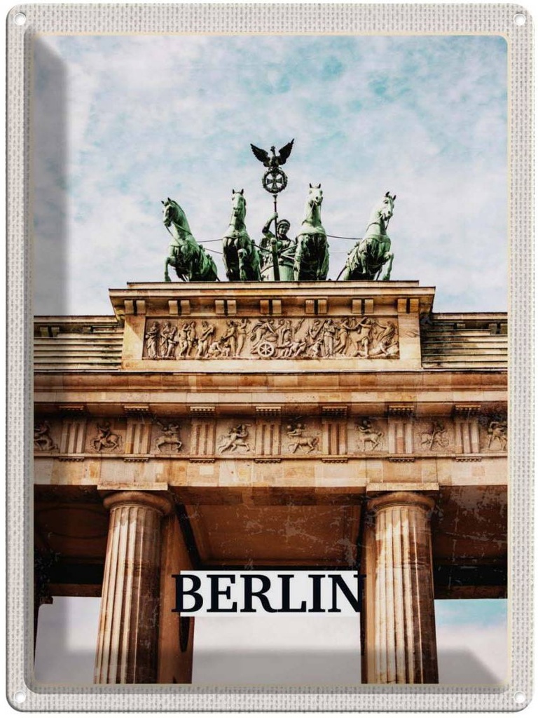 Blechschild 40x30 cm Berlin Deutschland Brandenburger Tor Bildmotiv Reisemotiv Abenteuer Reisen Urlaub