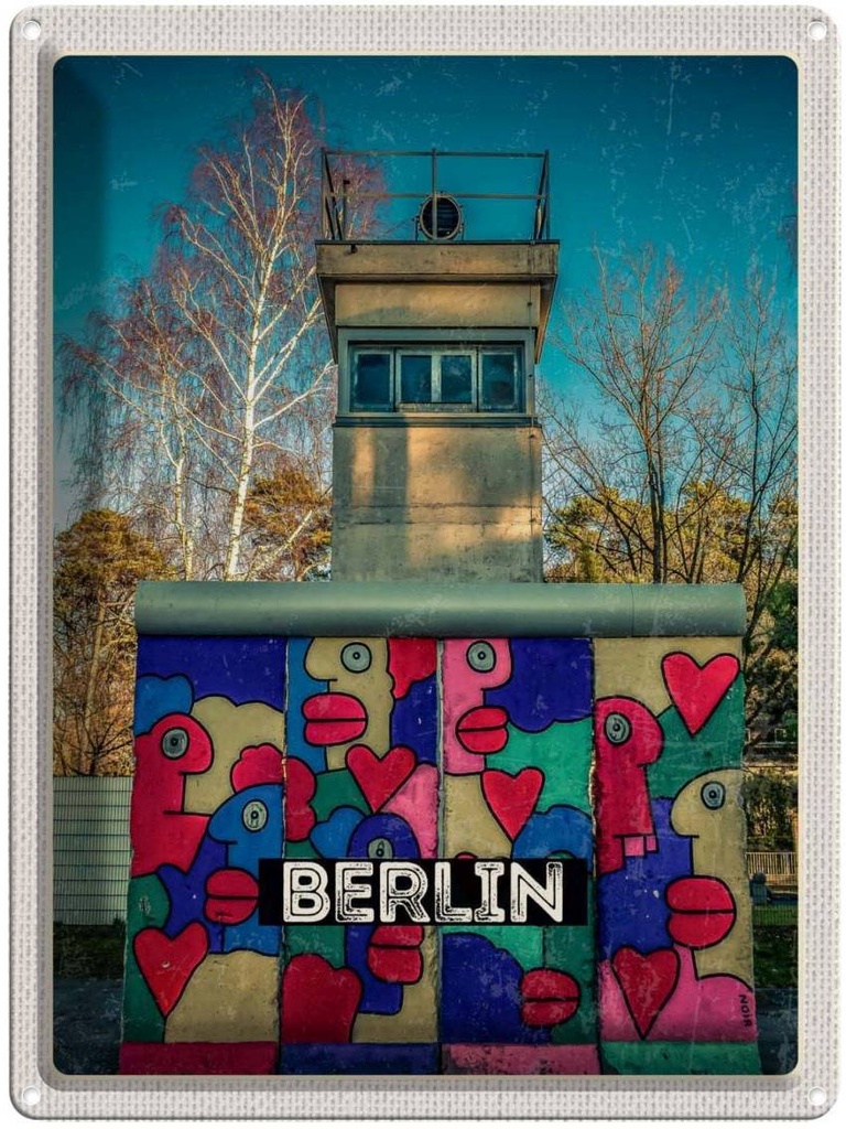 Blechschild 40x30 cm Berlin Deutschland Bunt Gemälde Bildmotiv Reisemotiv Abenteuer Reisen Urlaub