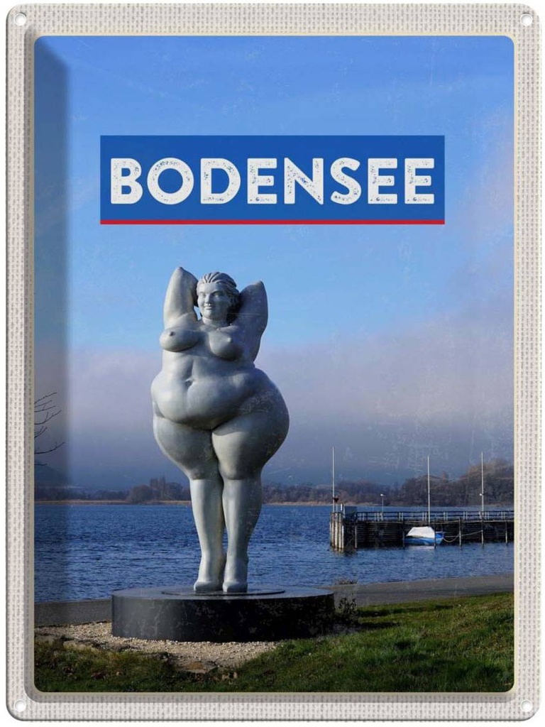 Blechschild 40x30 cm Bodensee Deutschland Skulptur Ufer Bildmotiv Reisemotiv Abenteuer Reisen Urlaub