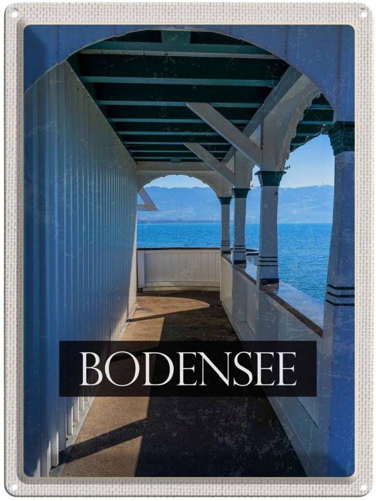 Blechschild 40x30 cm Bodensee Deutschland Aussicht auf See Bildmotiv Reisemotiv Abenteuer Reisen Urlaub
