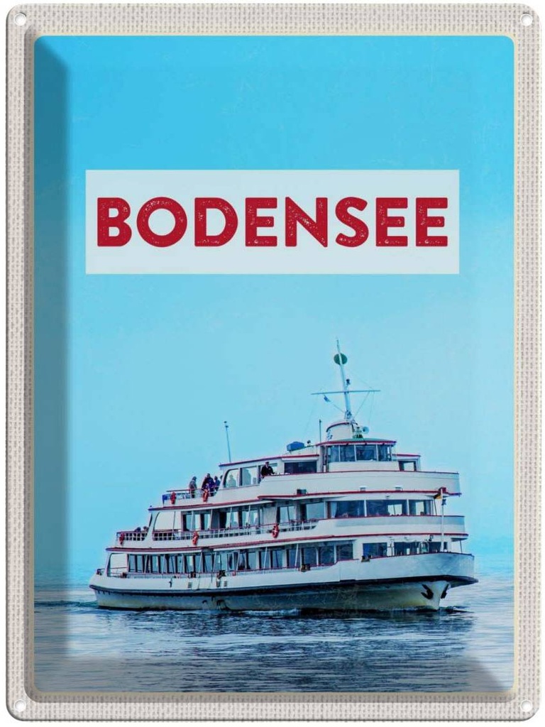 Blechschild 40x30 cm Bodensee Deutschland Schiff auf See Bildmotiv Reisemotiv Abenteuer Reisen Urlaub