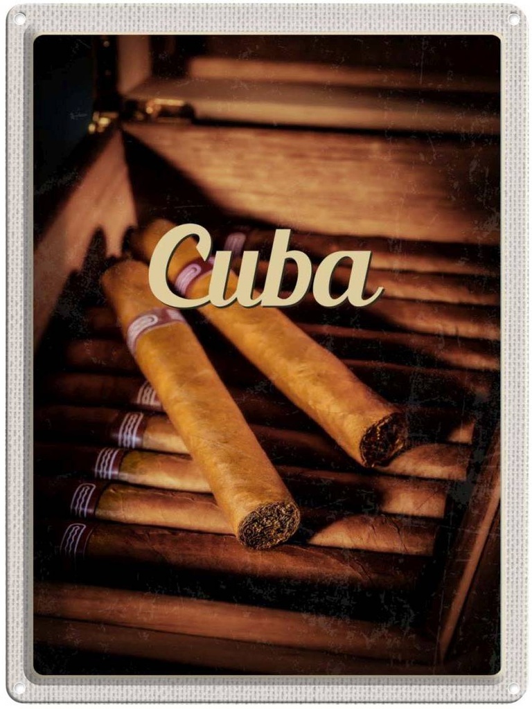 Blechschild 40x30 cm Cuba Karibik Cubanische Zigarette Bildmotiv Reisemotiv Abenteuer Reisen Urlaub