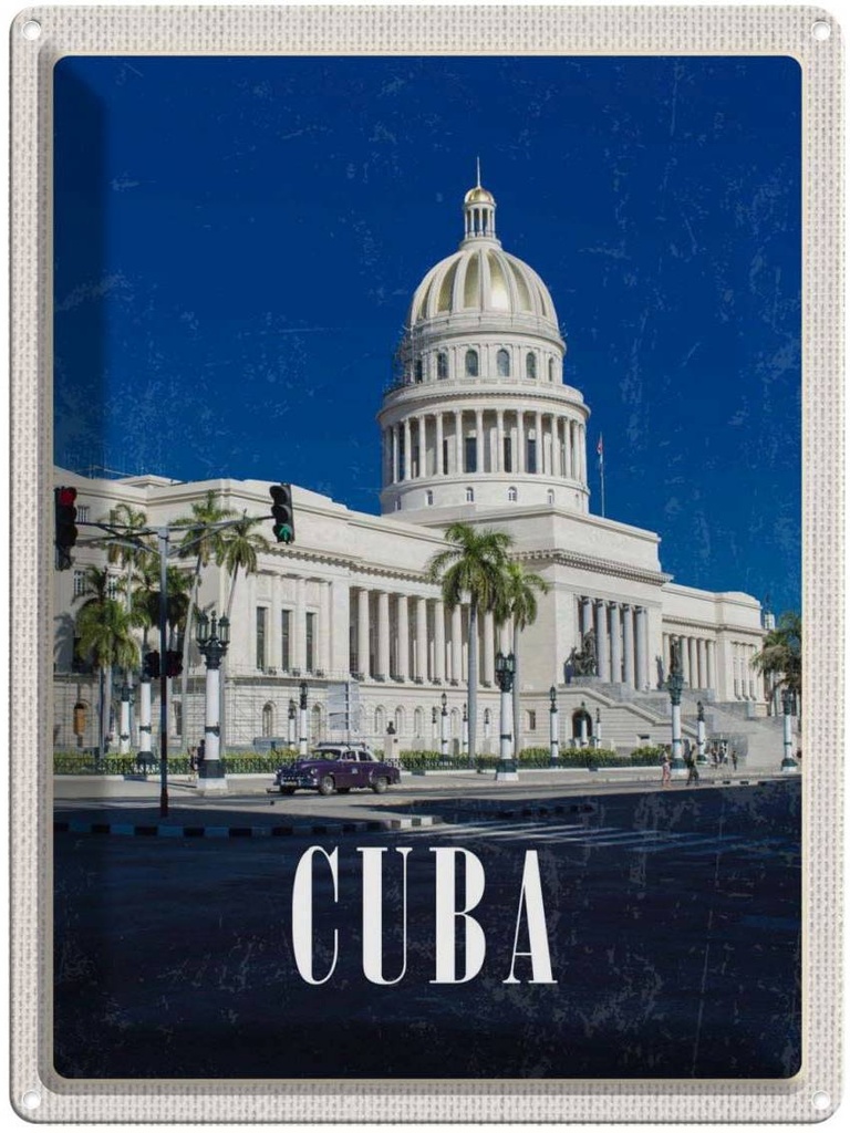 Blechschild 40x30 cm Cuba Karibik Gemälde Sehenswürdigkeit Bildmotiv Reisemotiv Abenteuer Reisen Urlaub