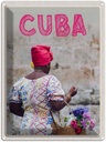 Blechschild 40x30 cm Cuba Karibik Urlaub Frau Korb mit Blumen Bildmotiv Reisemotiv Abenteuer Reisen
