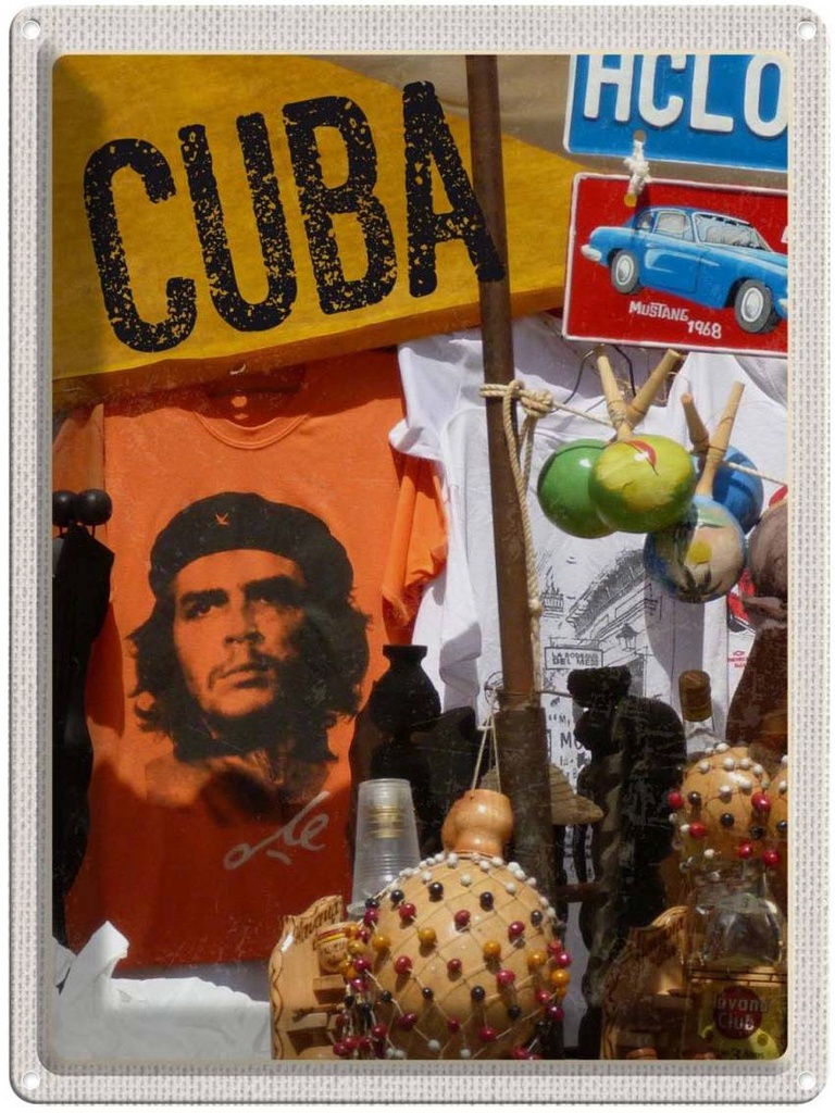 Blechschild 40x30 cm Cuba Karibik Urlaub Che Guevara Havanna Club Bildmotiv Reisemotiv Abenteuer Reisen