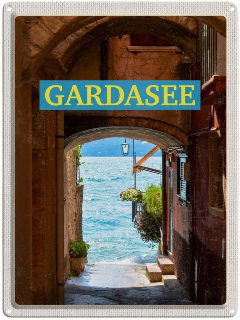 Blechschild 40x30 cm Gardasee Italien SeeSommer Bildmotiv Reisemotiv Abenteuer Reisen Europa Urlaub