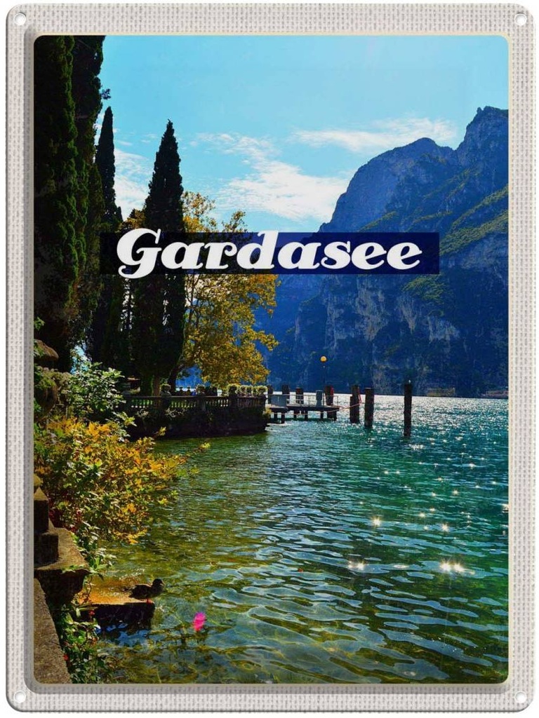Blechschild 40x30 cm Gardasee Italien Natur Sonne Bildmotiv Reisemotiv Abenteuer Reisen Europa Urlaub