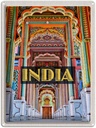 Blechschild 40x30 cm Indien Gemälde bunt Eingang Zeichnung Bildmotiv Reisemotiv Abenteuer Reisen Urlaub