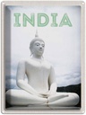 Blechschild 40x30 cm Indien weiße Skulptur meditieren Gott Bildmotiv Reisemotiv Abenteuer Reisen Urlaub