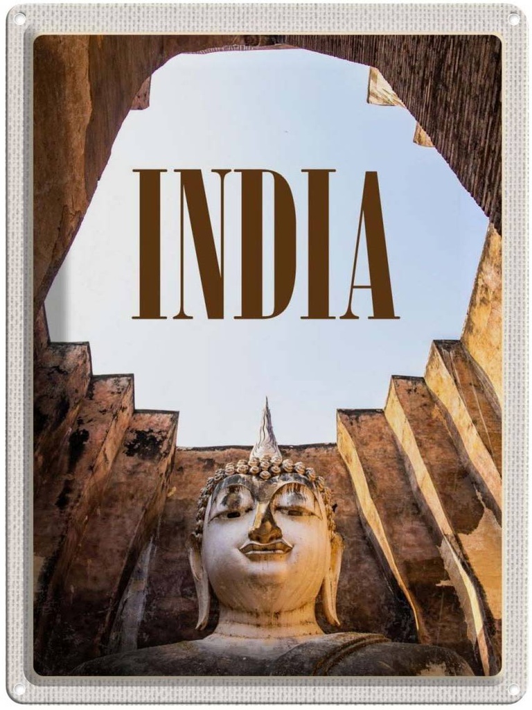 Blechschild 40x30 cm Indien Sehenswürdigkeiten Skulptur Bildmotiv Reisemotiv Abenteuer Reisen Urlaub
