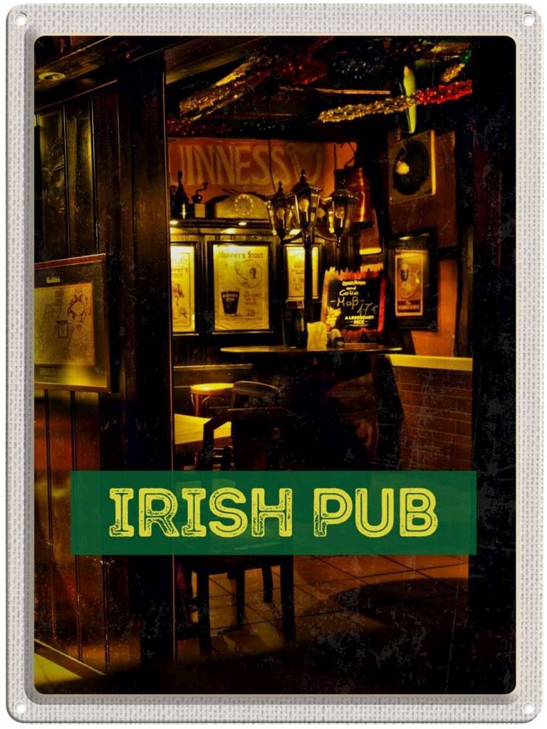 Blechschild 40x30 cm Irland Kneipe Irisches Pub Bier Essen Trinken