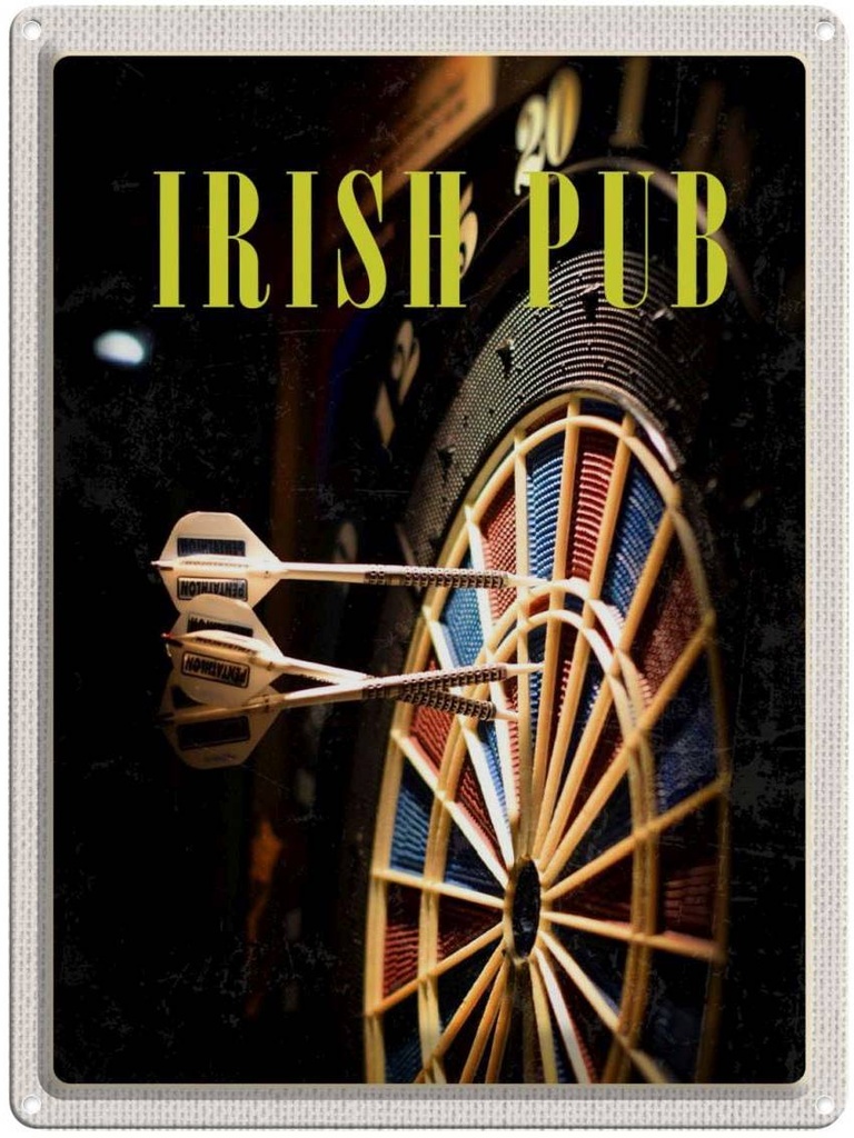 Blechschild 40x30 cm Irland Kneipen Spiel Dartboard Bildmotiv Reisemotiv Abenteuer Reisen Europa Urlaub