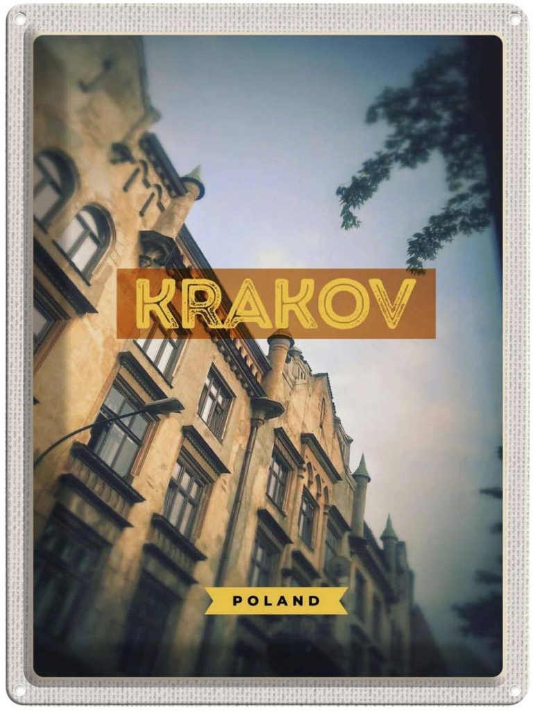 Blechschild 40x30 cm Krakow Hauptstadt Kleinpolen Bildmotiv Reisemotiv Abenteuer Reisen Straße Stadt Urlaub