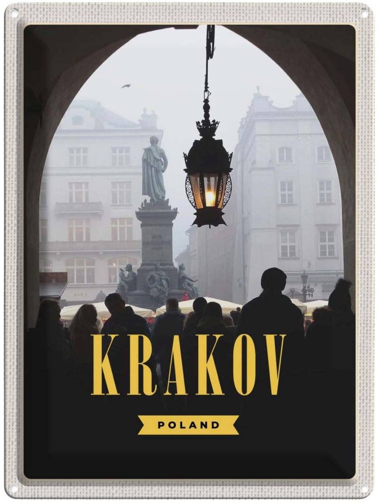 Blechschild 40x30 cm Krakow Stadt Basar Sehenswürdigkeit Bildmotiv Reisemotiv Abenteuer Reisen Europa Urlaub