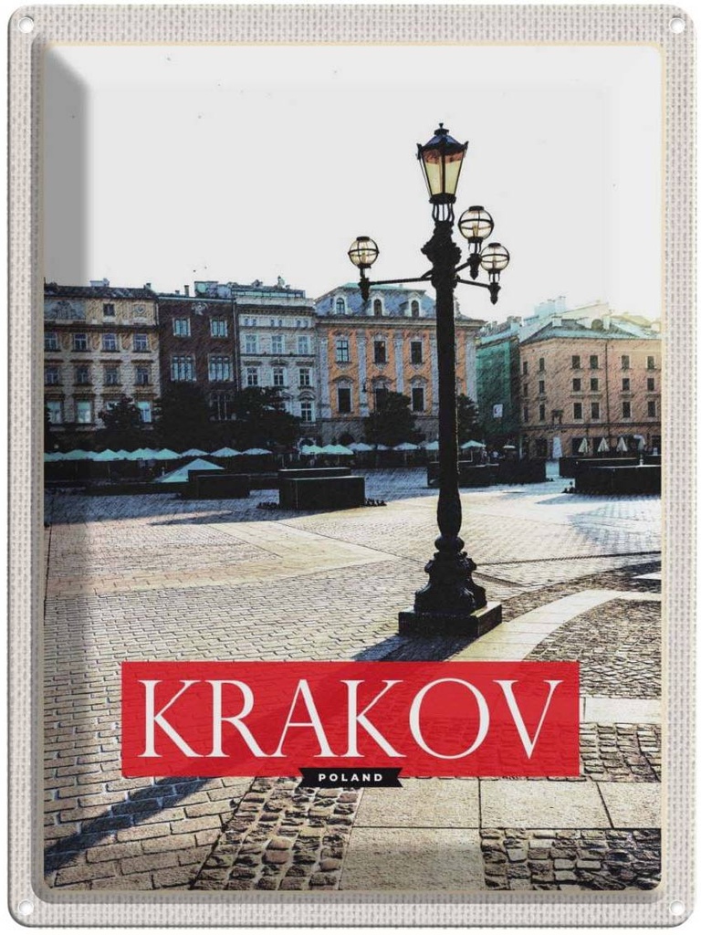 Blechschild 40x30 cm Krakow Gebäude Polen Innenstadt Bildmotiv Reisemotiv Abenteuer Reisen Europa Urlaub