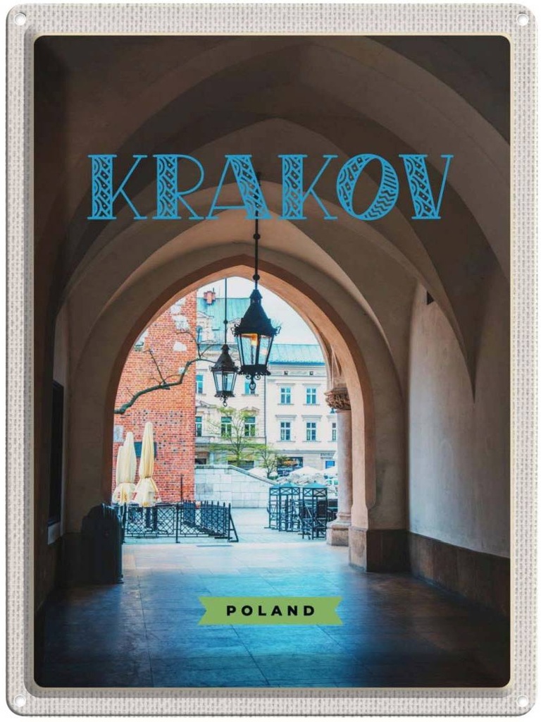 Blechschild 40x30 cm Krakow Gebäude Urlaub Terasse Reise Sommer Bildmotiv Reisemotiv Abenteuer Reisen Europa