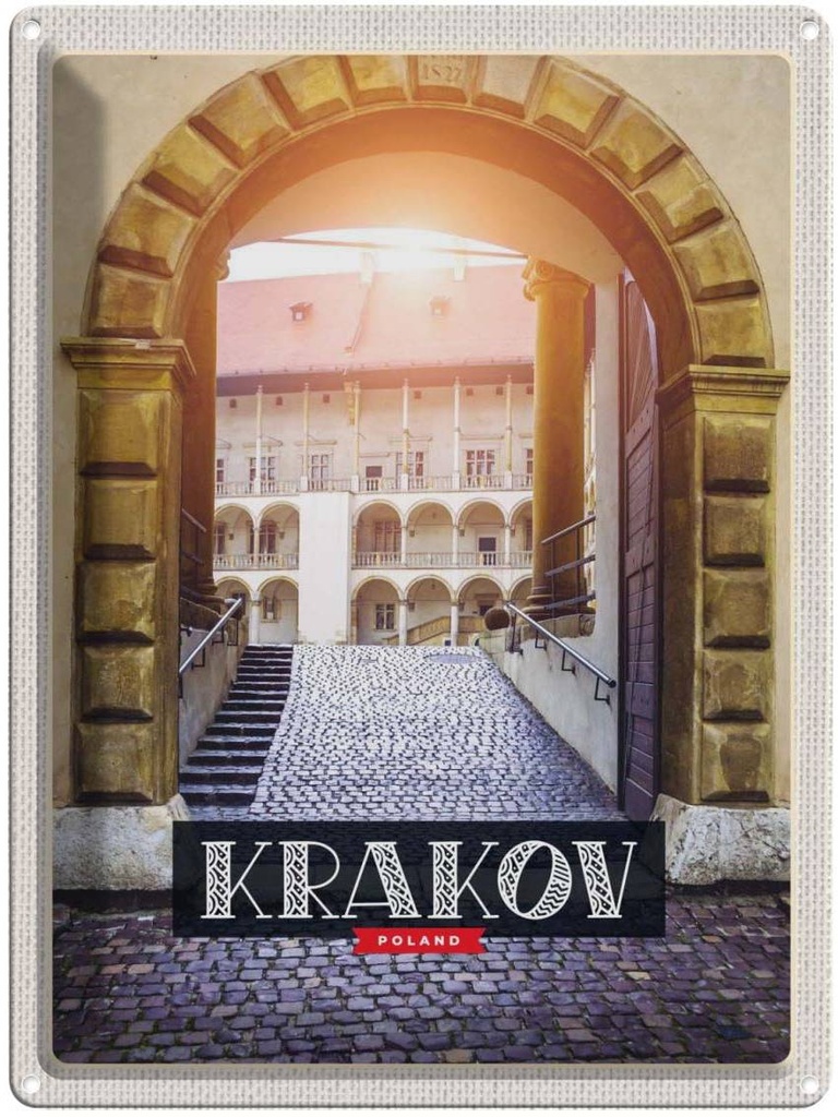 Blechschild 40x30 cm Krakow Polen Urlaub Eingang Gebäude Stadt Bildmotiv Reisemotiv Abenteuer Reisen Europa