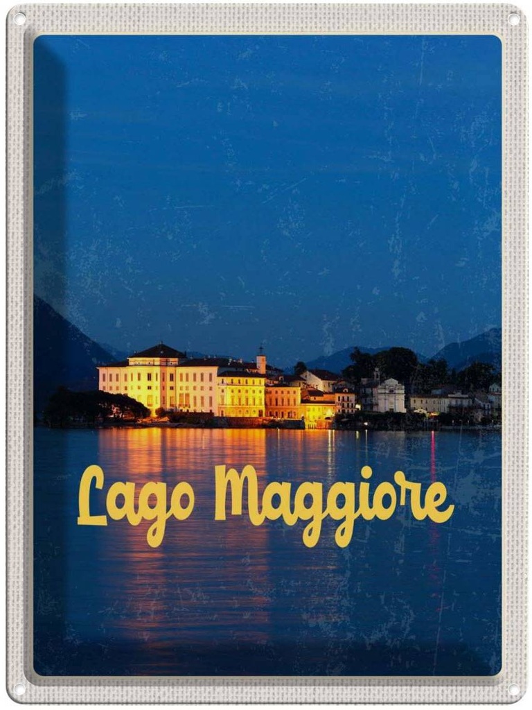 Blechschild 40x30 cm Lago Maggiore Europa Urlaub Insel bei Nachr Meer Bildmotiv Reisemotiv Abenteuer Reisen