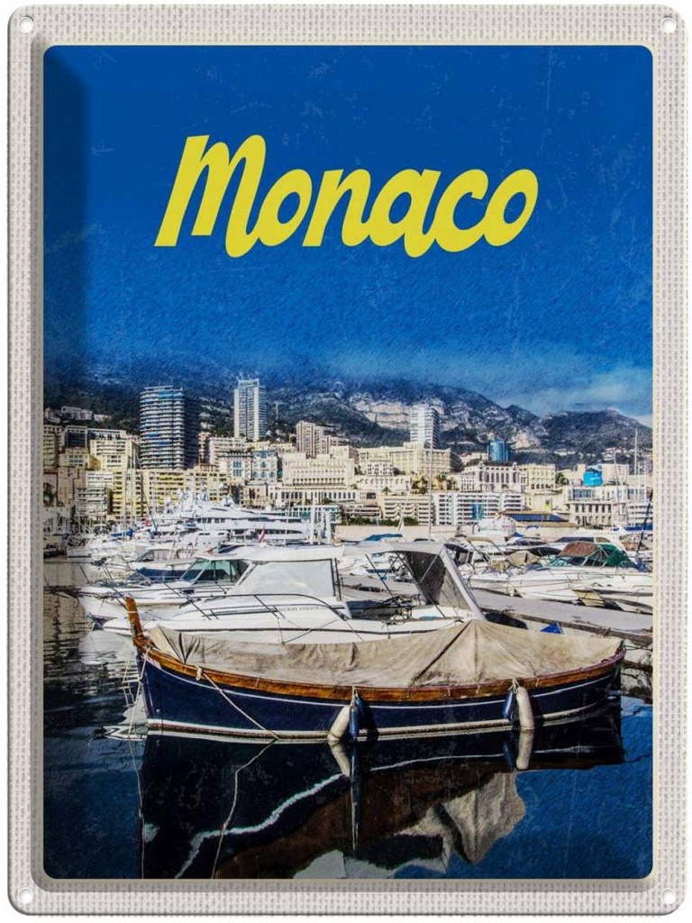 Blechschild 40x30 cm Monaco Frankreich Urlaub Yacht Strand Meer Bildmotiv Reisemotiv Abenteuer Reisen Europa