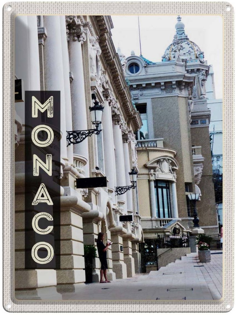 Blechschild 40x30 cm Monaco Frankreich Sehenswürdigkeiten Bildmotiv Reisemotiv Abenteuer Reisen Europa Urlaub