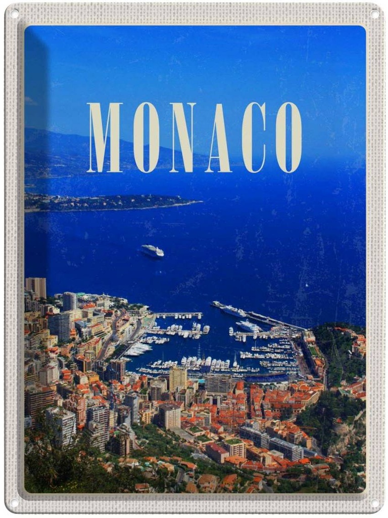 Blechschild 40x30 cm Monaco Frankreich Urlaub Europa Trip Bildmotiv Reisemotiv Abenteuer Reisen Straße Stadt
