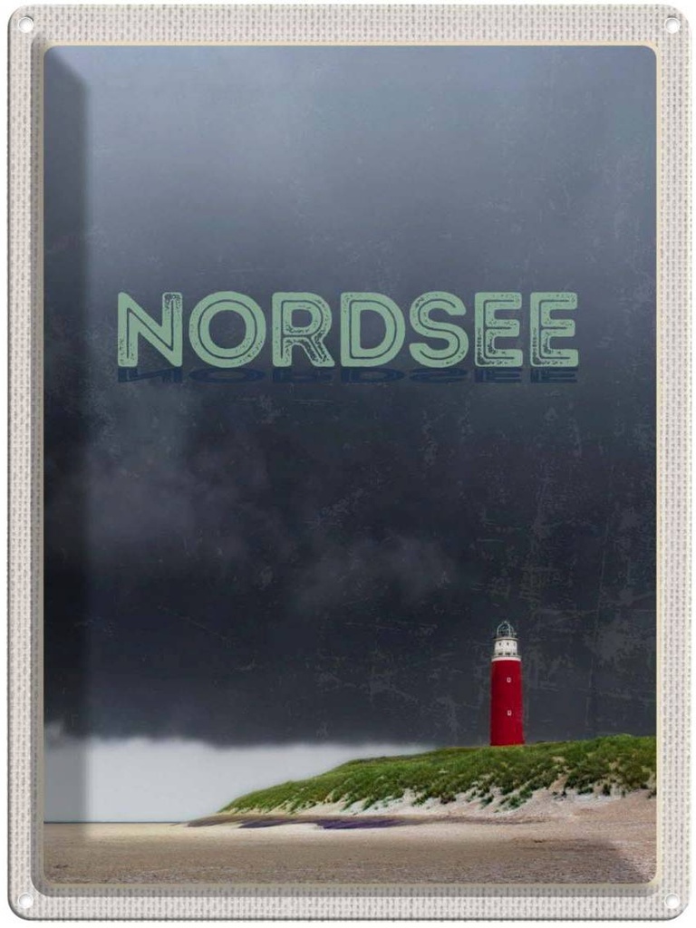 Blechschild 40x30 cm Nordsee Leuchtturm Gewitter Bildmotiv Reisemotiv Essen Trinken Abenteuer Reisen Urlaub