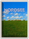 Blechschild 40x30 cm Nordsee Wolken Urlaub Wiese Schafe Natur Bildmotiv Reisemotiv Abenteuer Reisen Europa