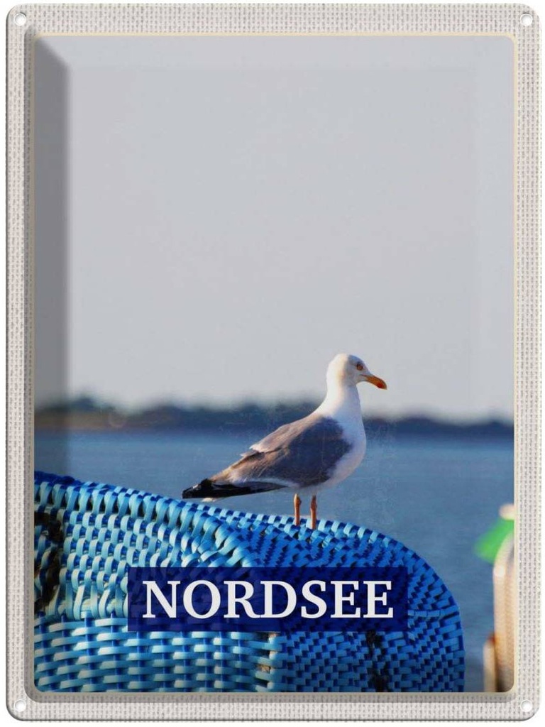 Blechschild 40x30 cm Nordsee Möwe Strand MeerTrip Bildmotiv Reisemotiv Abenteuer Reisen Europa Urlaub