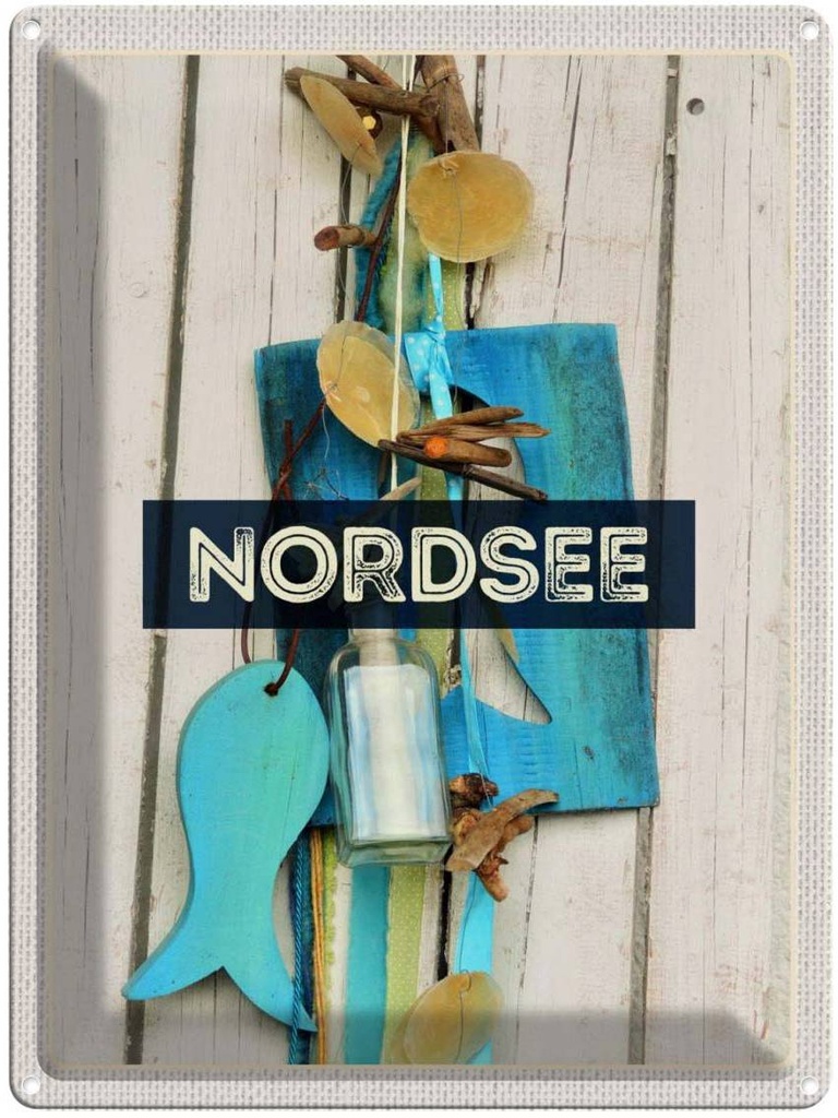 Blechschild 40x30 cm Nordsee Anhänger Fisch Bildmotiv Reisemotiv Abenteuer Reisen Europa Urlaub