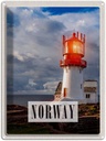 Blechschild 40x30 cm Norwegen Leuchtturm Gewitter Meer Bildmotiv Reisemotiv Abenteuer Reisen Europa Urlaub