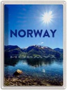 Blechschild 40x30 cm Norwegen Meer Urlaub Strand Europa Gebirge Bildmotiv Reisemotiv Abenteuer Reisen