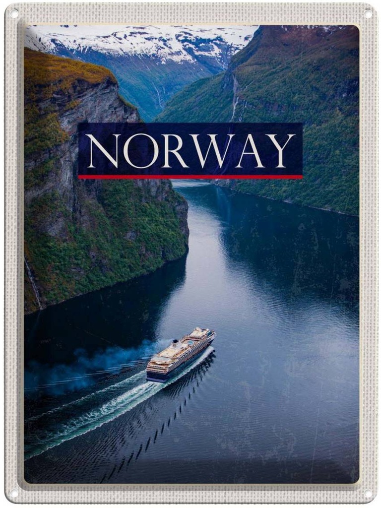 Blechschild 40x30 cm Norwegen Kreuzfahrt Urlaub Reise Meer Gebirge Bildmotiv Reisemotiv Abenteuer Reisen Europa