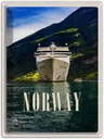 Blechschild 40x30 cm Norwegen Yacht Urlaub Gebirge Meer Natur Bildmotiv Reisemotiv Abenteuer Reisen Europa