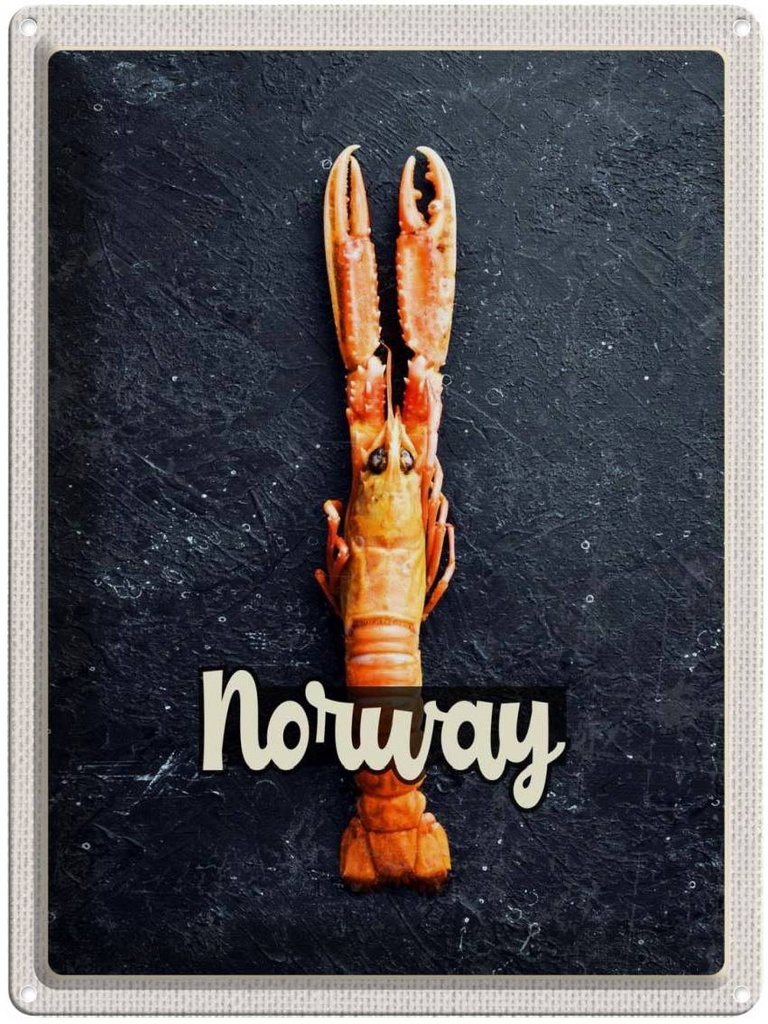 Blechschild 40x30 cm Norwegen Fischgerichte Krabben Bildmotiv Reisemotiv Abenteuer Reisen Europa Urlaub