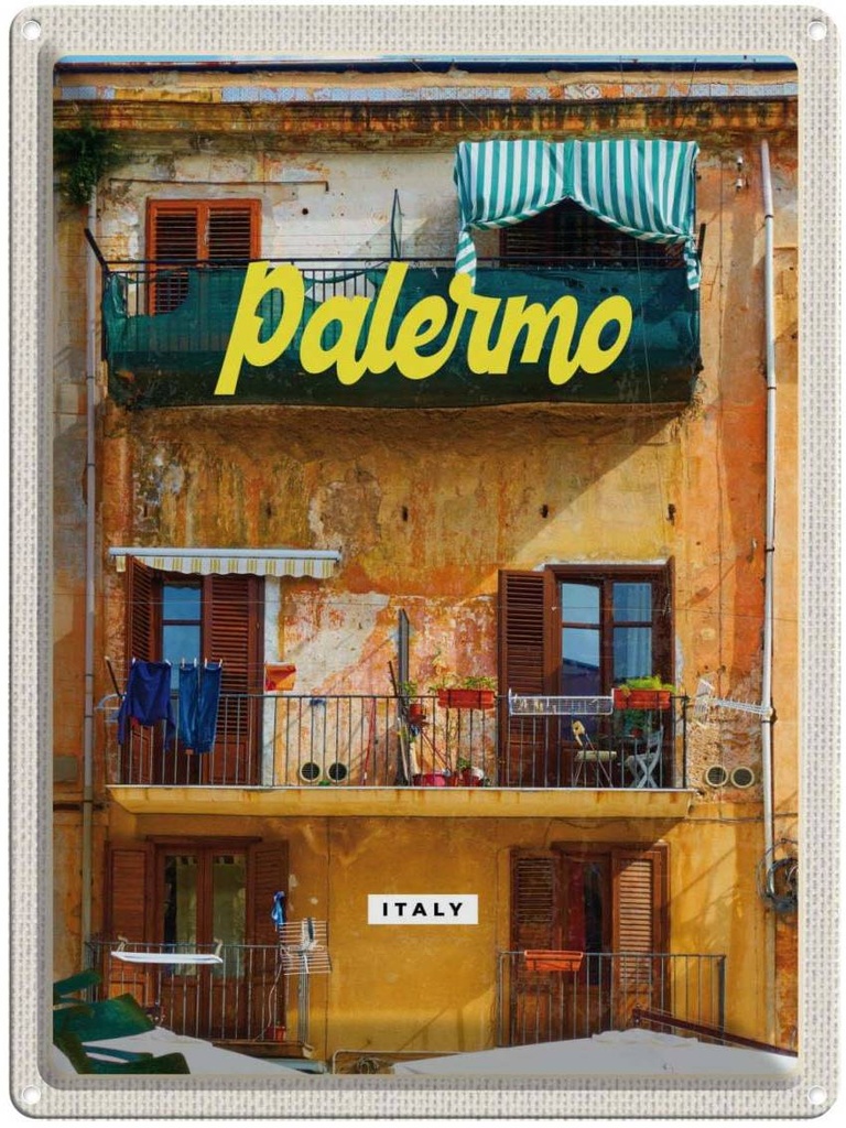 Blechschild 40x30 cm Palermo Italien Gebäude Urlaubsort Bildmotiv Reisemotiv Abenteuer Reisen Europa Urlaub