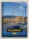 Blechschild 40x30 cm Palermo Italien Urlaub Meer Boote Bildmotiv Reisemotiv Abenteuer Reisen Straße Stadt