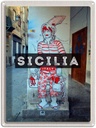 Blechschild 40x30 cm Sizilien Spezialitäten Tintenfisch Bildmotiv Reisemotiv Abenteuer Reisen Europa Urlaub