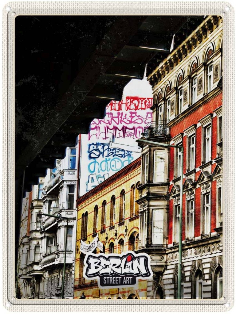 Blechschild 40x30 cm Berlin Deutschland Graffiti Stret Art Bildmotiv Reisemotiv Abenteuer Reisen Urlaub