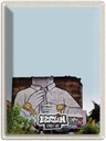 Blechschild 40x30 cm Berlin Kreuzberg Graffiti Geschäftsmann Bildmotiv Reisemotiv Abenteuer Reisen Urlaub