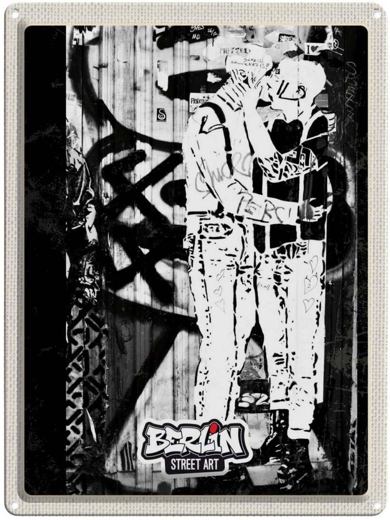 Blechschild 40x30 cm Berlin Deutschland Geschlecht Graffiti Bildmotiv Reisemotiv Abenteuer Reisen Urlaub
