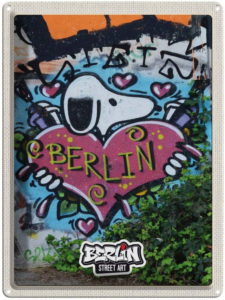 Blechschild 40x30 cm Berlin Liebe Urlaub Graffiti Kunst Street Art Bildmotiv Reisemotiv Abenteuer Reisen