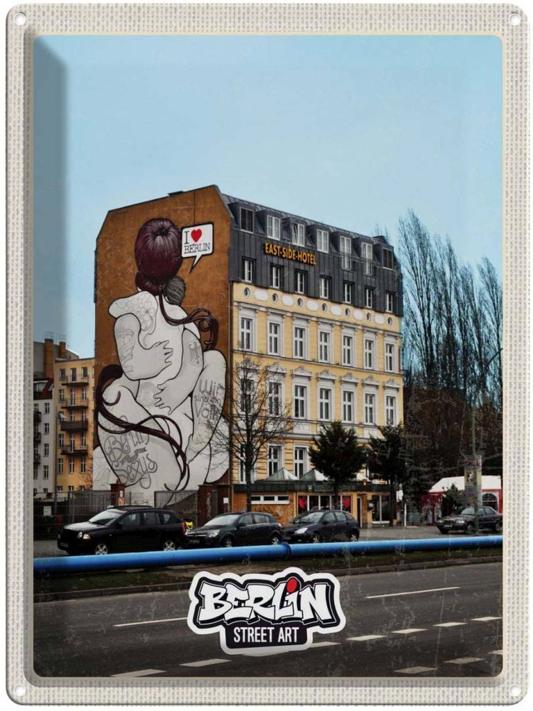 Blechschild 40x30 cm Berlin Zusammenhalt GraffitiKurztrip Bildmotiv Reisemotiv Abenteuer Reisen Urlaub