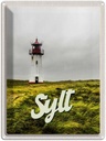 Blechschild 40x30 cm Sylt Strand Urlaub Leuchtturm Wiese Bildmotiv Reisemotiv Abenteuer Reisen Straße Stadt