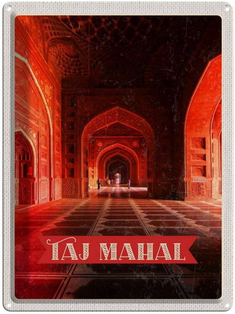 Blechschild 40x30 cm Indien Taj Haustier Urlaub Mahal innen Flur Bildmotiv Reisemotiv Abenteuer Reisen Tier