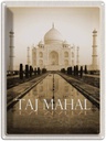 Blechschild 40x30 cm Indien schwarz weiß Taj Mahal Bildmotiv Reisemotiv Abenteuer Reisen Urlaub