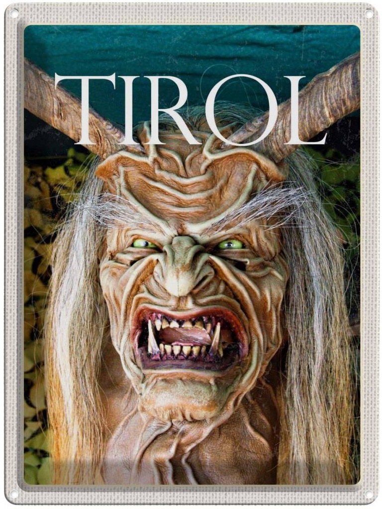 Blechschild 40x30 cm Osttirol der Urlaub Krampus Monster Teufel Bildmotiv Reisemotiv Abenteuer Reisen Europa